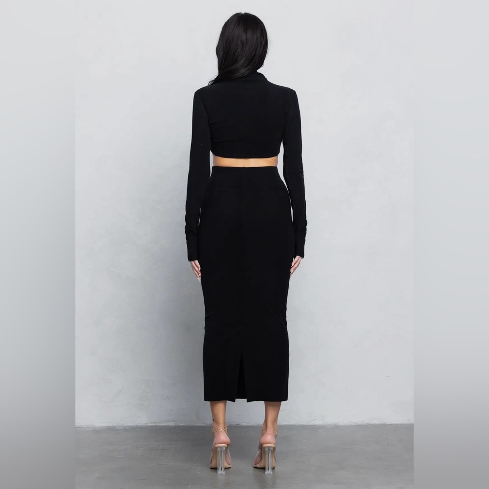 NWT Ultra Soft Double Side Jersey Turtleneck Crop Top & Maxi Skirt Set - Picture 3 of 4